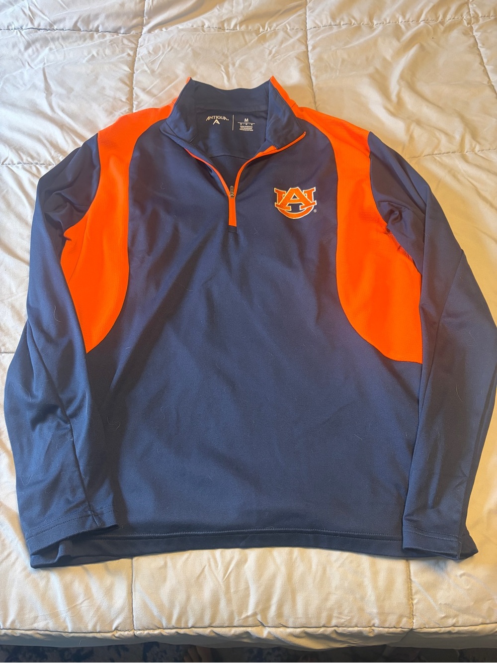 Antigua Navy and Orange Auburn University Quarter-Zip Pullover